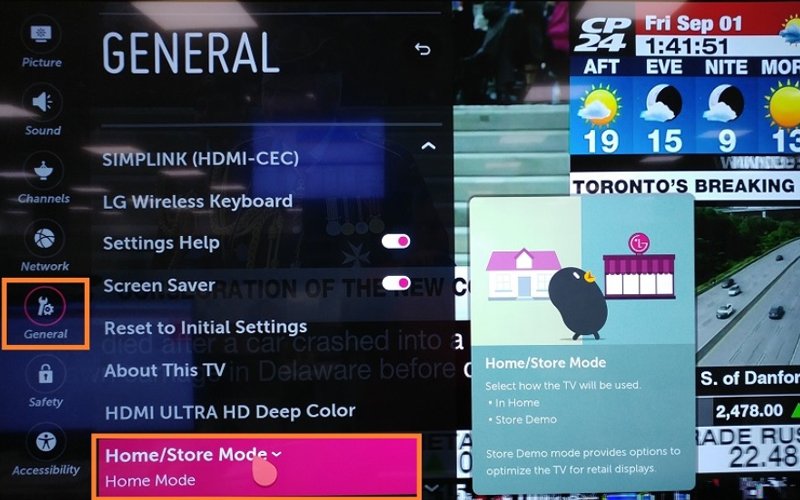 غیر فعال کردن حالت مغازه (STORE MODE/SHOP MODE) در تلویزیون ال جی